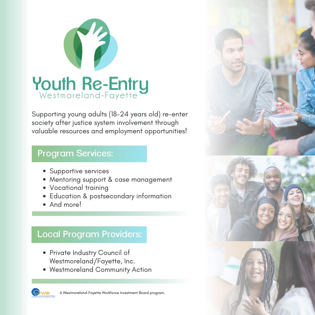 The Westmoreland-Fayette Youth Re-Entry program is designed for young adults re-entering society after justice system involvement and provides individuals with mentoring and support, employment opportunities and training, and much more. Learn more here: bit.ly/3Va7u3z