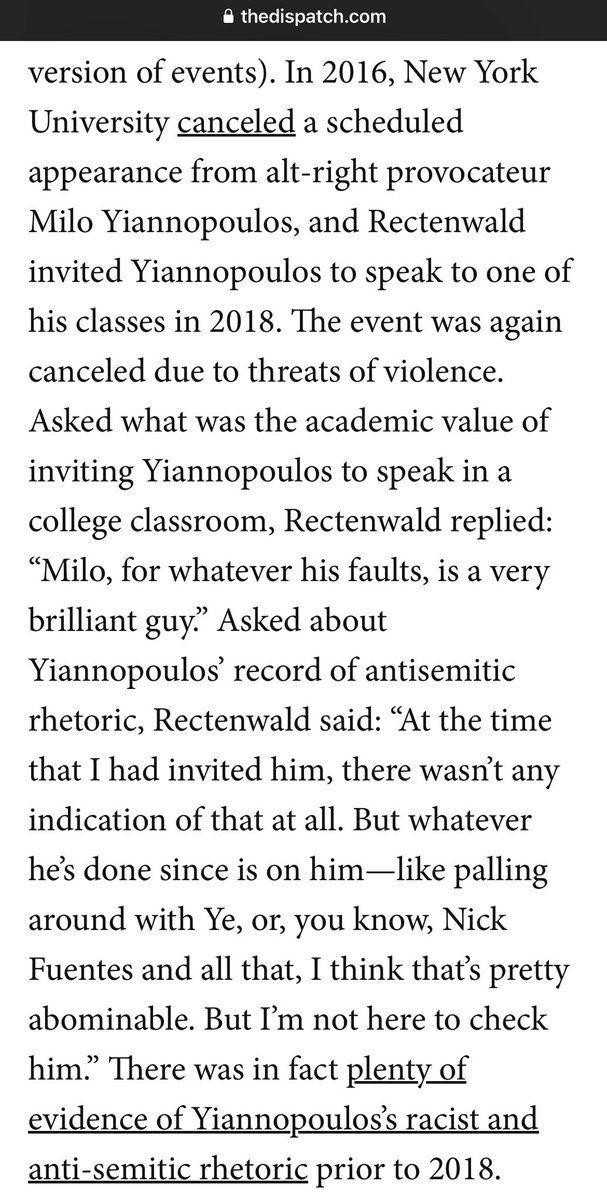 The Libertarian presidential candidate invited Milo Yiannopoulos to speak at his NYU class in 2018 and now (falsely) claims Yiannopoulos hadn’t used antisemitic rhetoric before then. x.com/merylkornfield…
