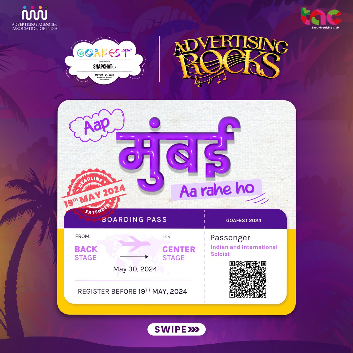 goafestlive1's tweet photo. Hurry!  Deadline extended to May 19, 2024. 
Submit your entries today. Visit the link in our bio to register and discover more details about the competition. 

#Goafest #Goafest2024 #AdvertisingRocks #Advertising #Contest #MusicContest #Music #Competition https://t.co/0V75JJNqfk