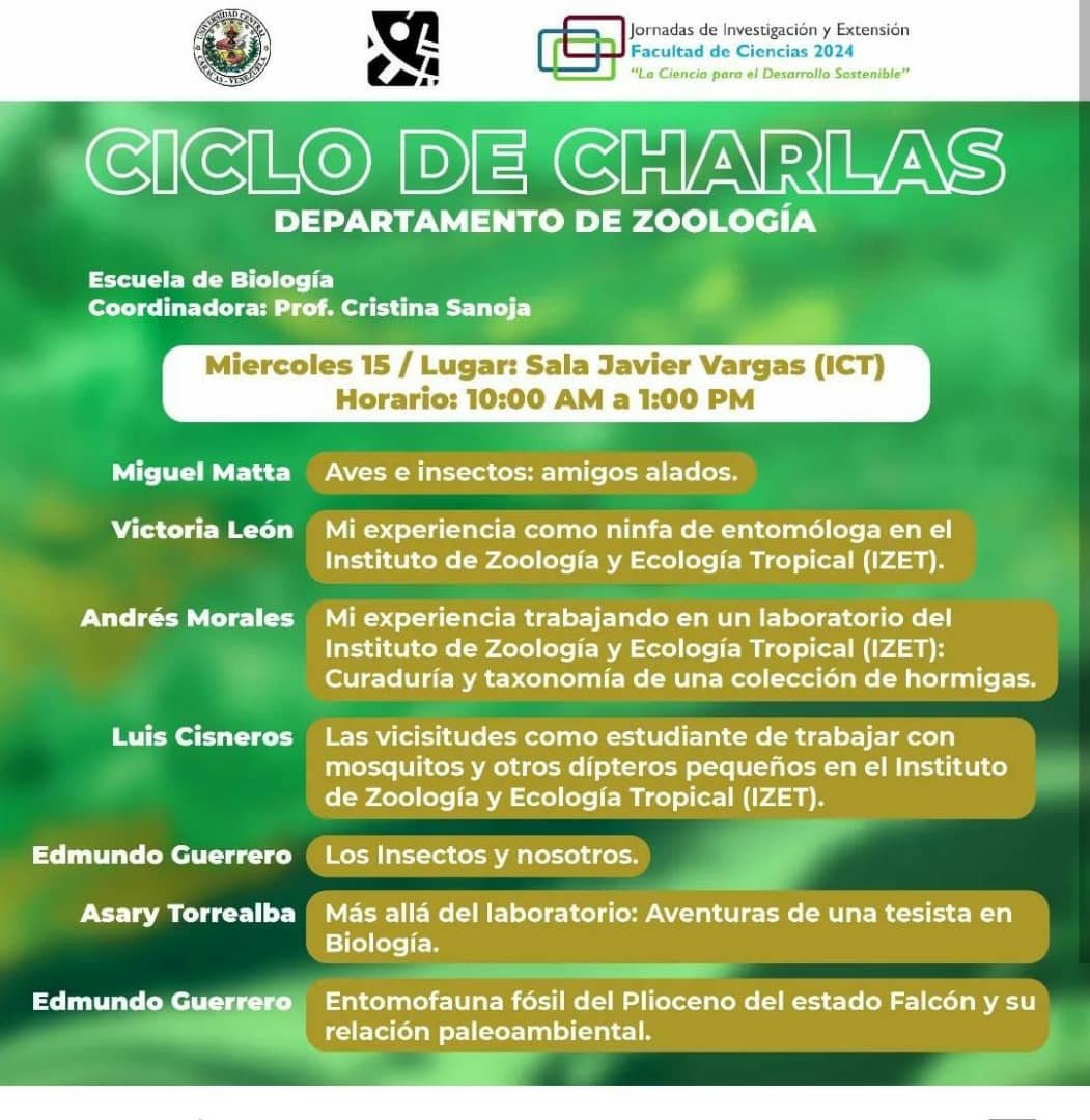 #14May2024 Ciclo de charlas del Departamento de Zoología. Sala Javier Vargas (Edif. IZET-ICT, Piso 2)