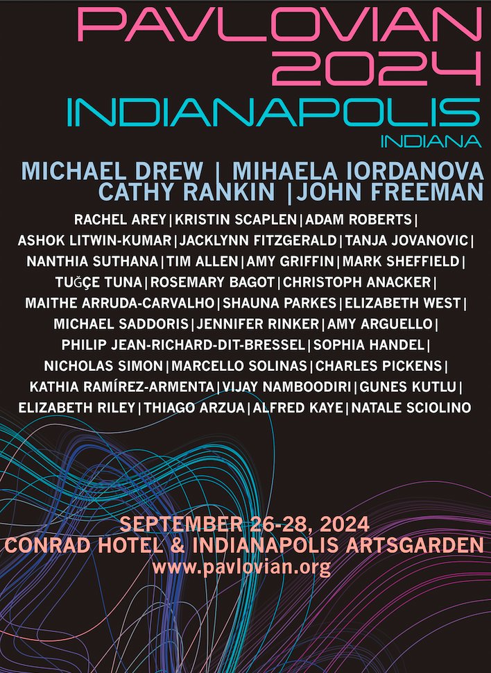 Pavlovian Society (@pavlovsociety) on Twitter photo The #Pavlovian2024 early bird registration deadline is fast approaching. Secure your spot in Indy by 6/30 before fees increase! You won't want to miss this ⭐️ line-up!
Registration & meeting info can be found at pavlovian.org The #Pavlovian2024 early bird registration deadline is fast approaching. Secure your spot in Indy by 6/30 before fees increase! You won't want to miss this ⭐️ line-up!
Registration & meeting info can be found at pavlovian.org