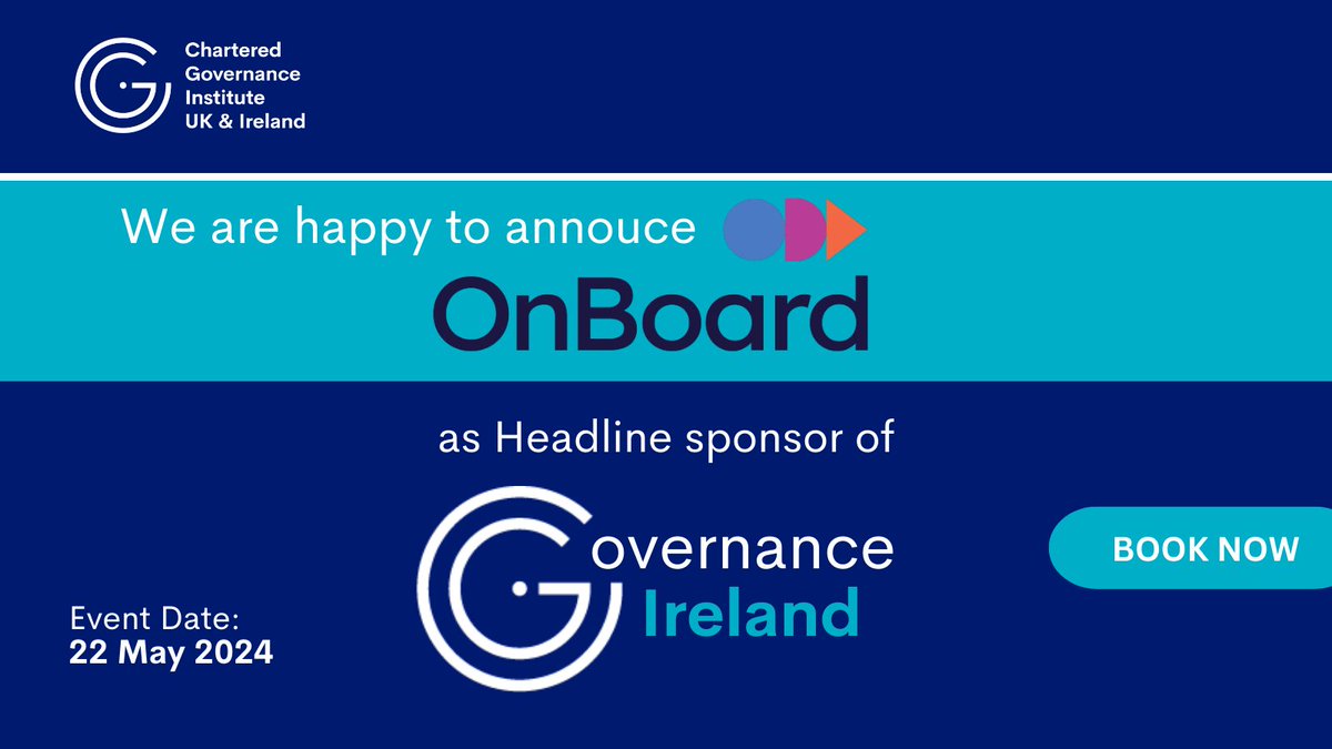 We are proud to announce OnBoard as our Headline sponsor for Governance Ireland 2024 Secure your ticket now: buff.ly/4csYcJh #CGIUKI #GovernanceIreland2024 #Governance #Sustainability #CGIUKIEvent