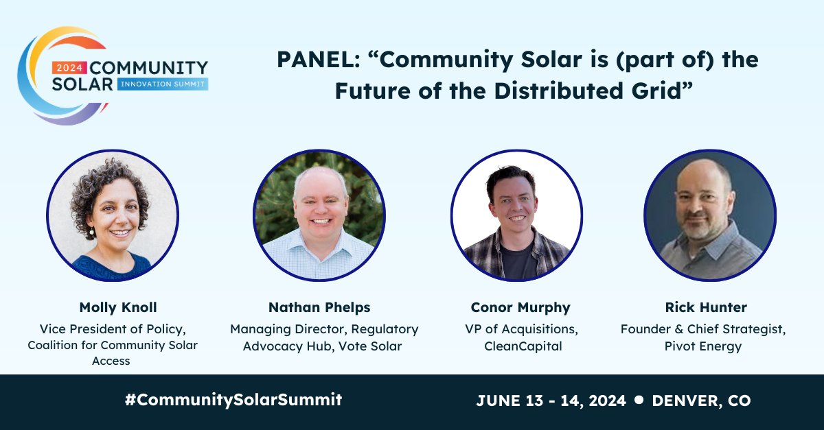 There has been an explosion of viable distributed technologies, including #CommunitySolar. Register for the 2024 #CommunitySolarSummit to learn about what it will take to build a competitive distributed grid. ☀️ @VoteSolar @CleanCapital_ @pivot_energy communitysolar.events/event/annualsu…