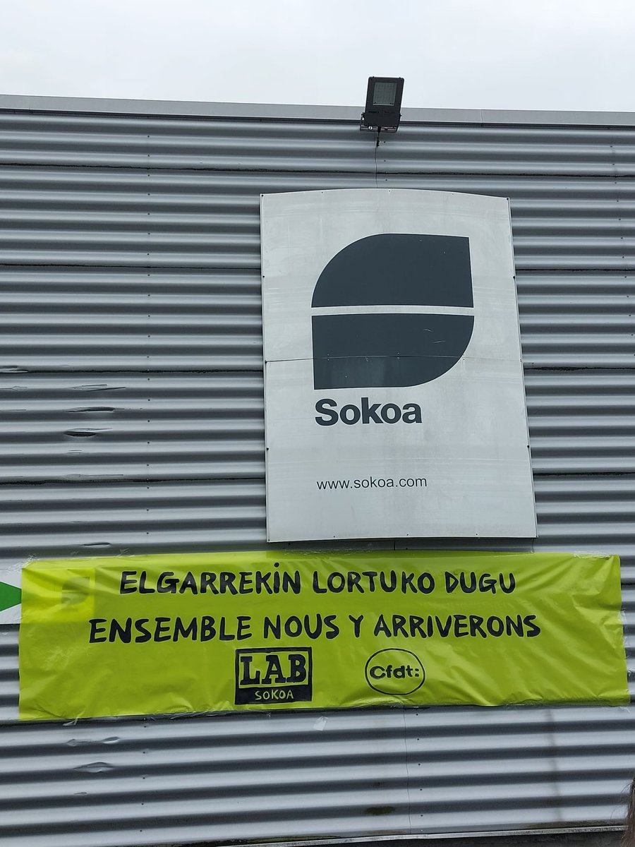 🔴@CFDT sindikatuarekin eta 60 bat lankideen sustenguarekin, Sokoa enpresaren aintzinean prentsaurreko bat antolatu dugu goiz huntan ! ✊ELGARREKIN LORTUKO DUGU! Informazio guziak👇 labur.eus/xDIeO