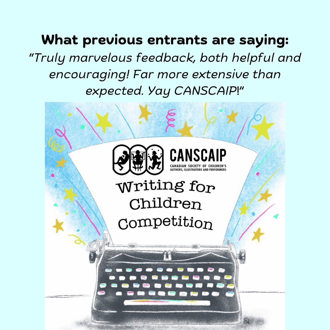 How can you not love a writing competition that gives unpublished Canadian #kidlit writers written evaluations of their work by Canadian #kidlit professionals? Past entrants agree! Deadline May 31. Submission guidelines: bit.ly/3L2xhc0 #WFCC2024