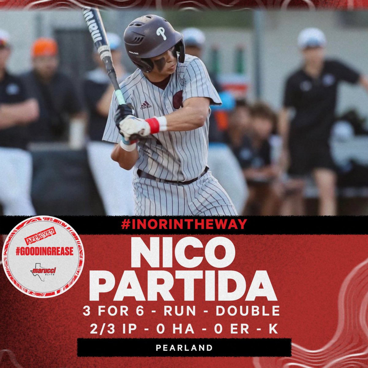 2025 Nico Partida continues to prove he is a force to reckon with again this year in the playoffs. The two way talent is getting it done at the plate and on the bump. @partidanico1 hit .500 during the series with a double and once again closed out another game, lighting up the