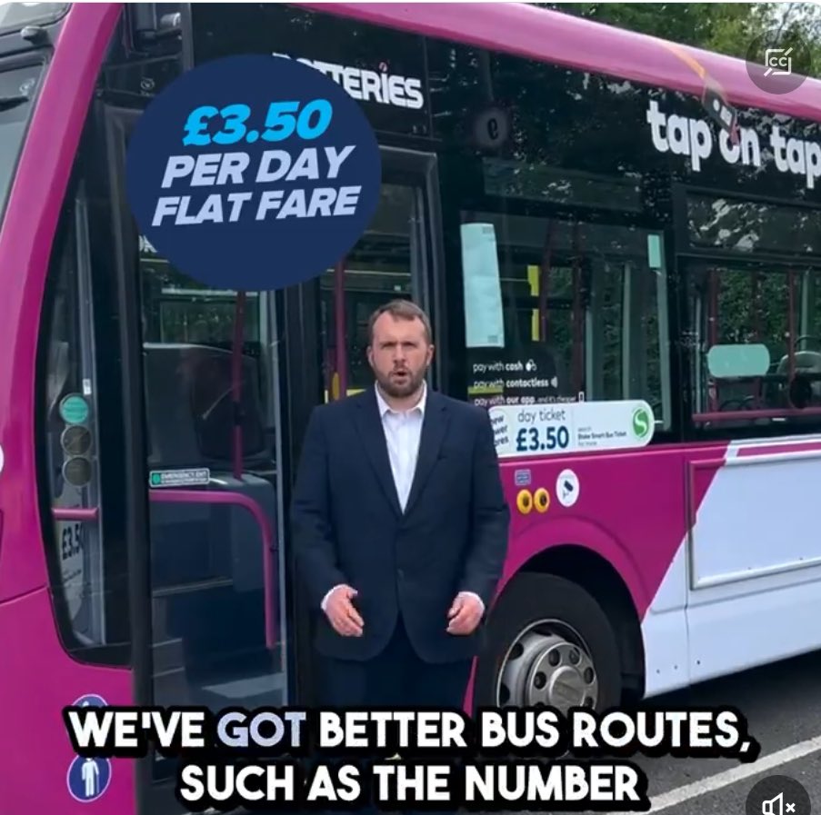 Me play being a bus driver for the day. Me pretend bus service in Stoke is good. Me hope electoilet are stupid and believe me