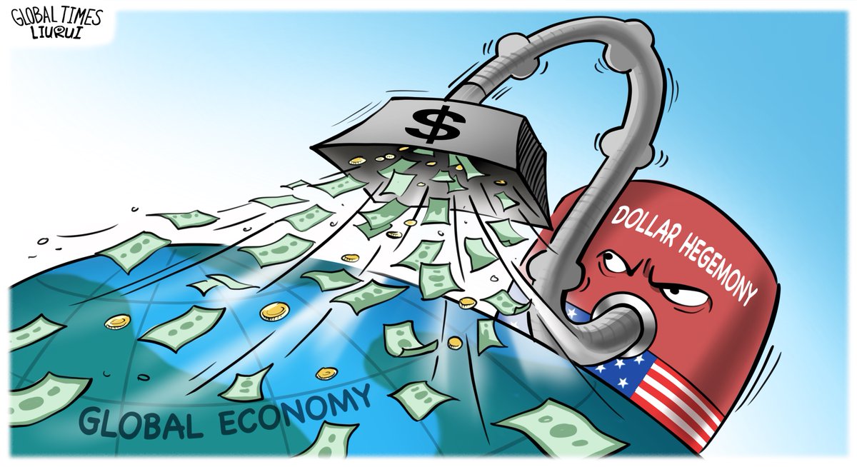 #GTCartoon: The US exploits dollar hegemony to harvest global wealth. @_ValiantPanda_