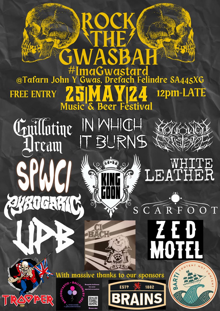 Next gig is a return to Rock the Gwasbah on the bank holiday weekend, quite an eclectic line up there, should be a good day out!!

#livemusic #welshbands #rock #ska #party #festival