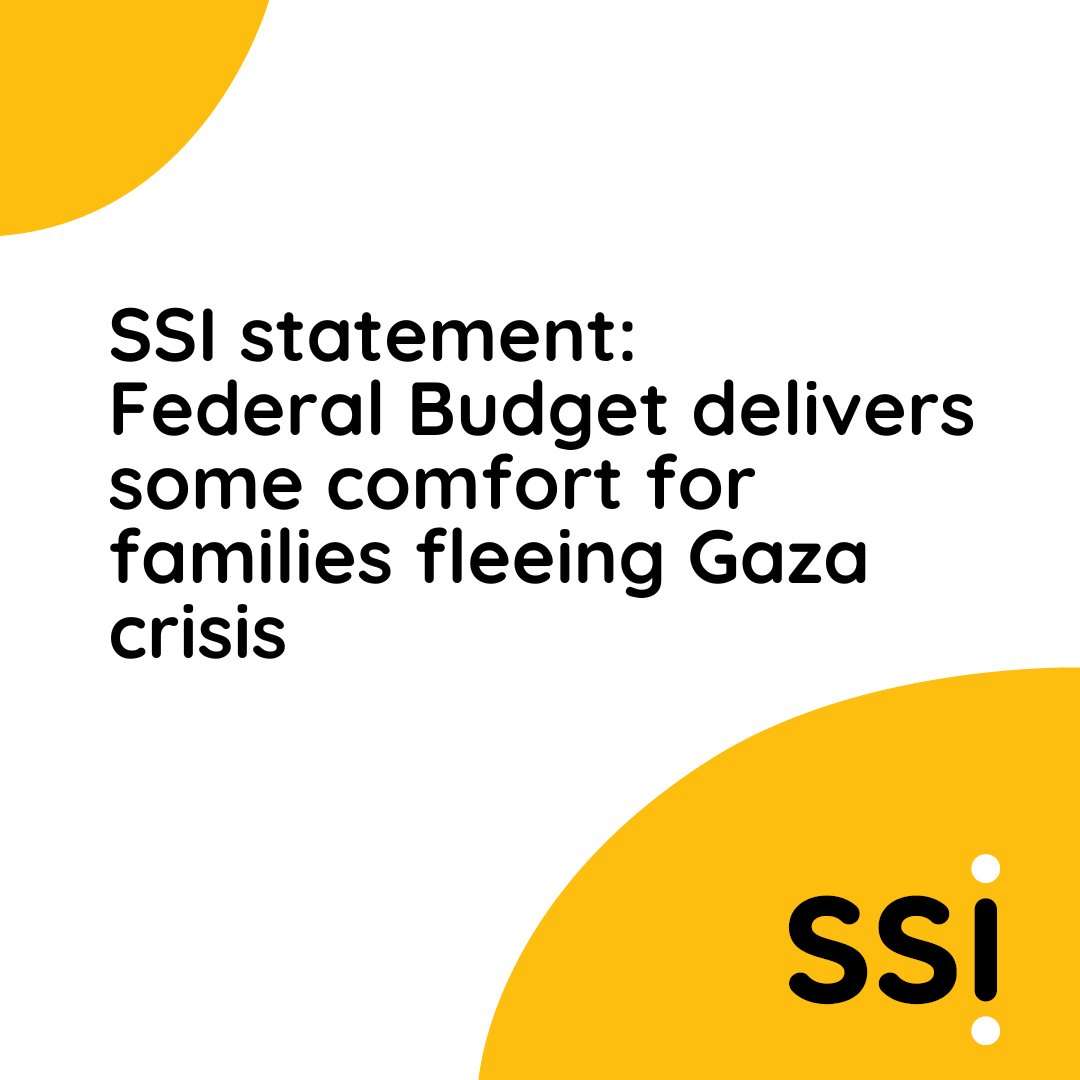 We welcome the extension of Medicare eligibility to people fleeing the crisis in Gaza. More needs to be done to ensure individuals & families receive the same support as those fleeing conflict in places like Ukraine. Read our response to #Budget2024 here ssi.org.au/media-centre/m…