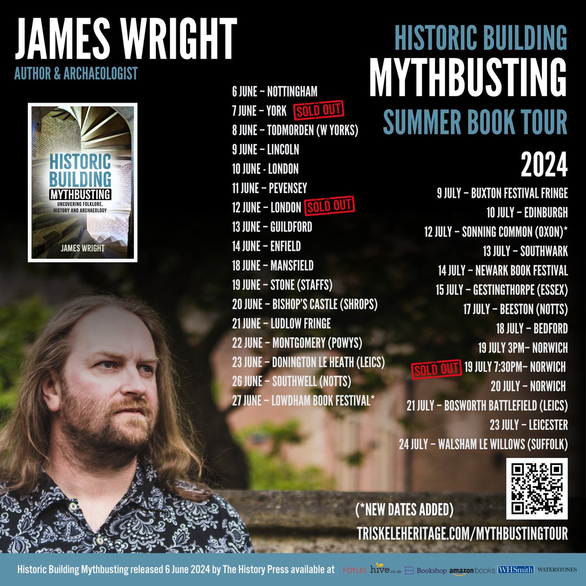 Exciting news for the book tour: several shows have sold out and there are 2 new dates!

If you are planning on coming please book in advance as many events are now low on tickets: 
triskeleheritage.com/mythbustingtou…

Historic Building Mythbusting is released 6 June by @TheHistoryPress