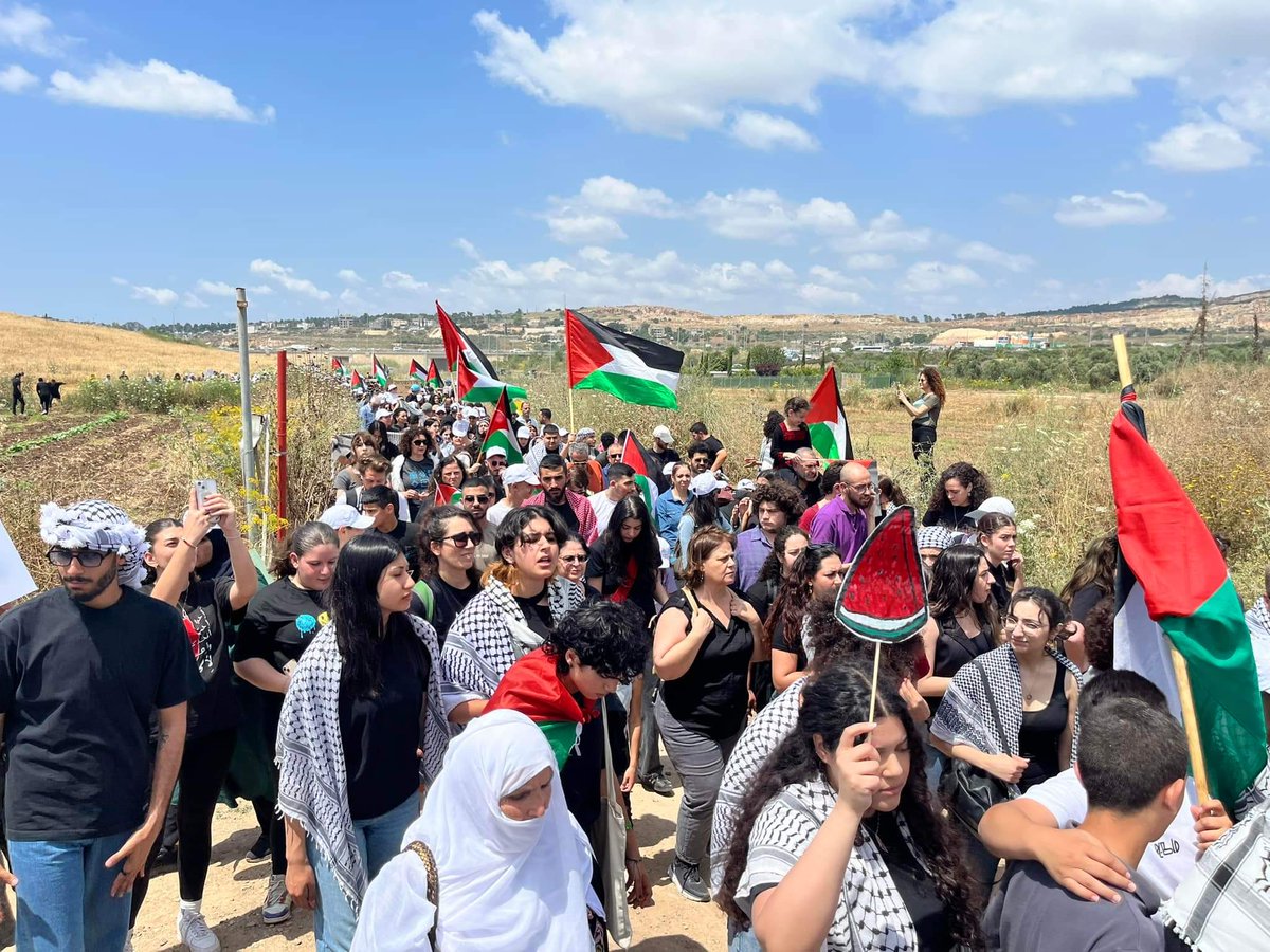 While Israelis celebrate what they call Independence Day, thousands of Palestinians with Israeli citizenship marched to two villages that were ethnically cleansed in 1948; Hawsha & Al Kasayir—to commemorate Nakba Day, call for the right of return, and an end to the genocide