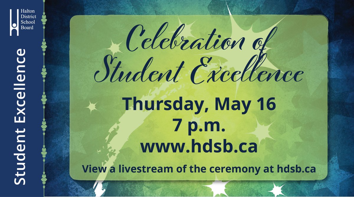 The HDSB is hosting the 40th annual Celebration of Student Excellence on Thursday, May 16 to recognize this year’s Student Excellence recipients. Tune in to hdsb.ca at 7 p.m. to celebrate 107 outstanding students! Learn more: bit.ly/3UTKcBJ