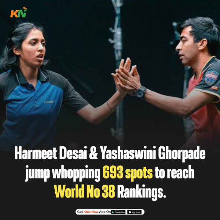 Harmeet Desai & Yashaswini Ghorpade soar 693 spots to claim the #38 rank in Mixed Doubles! 🏓 

Their epic journey at Saudi Smash shook the rankings, defeating WR 6 & 19 pairs before losing to the mighty WR 1 duo in the QF. 💥

#TableTennis