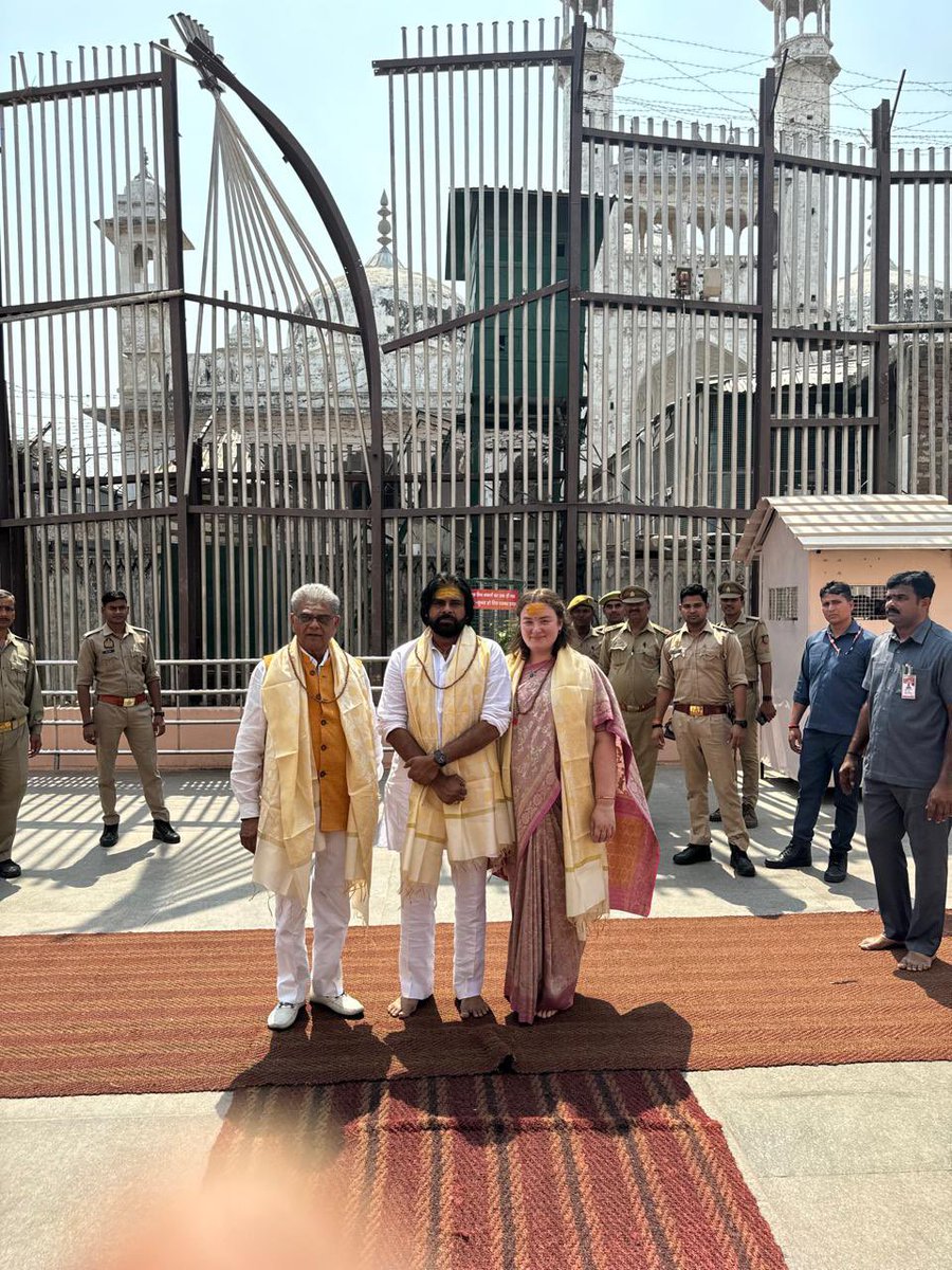 Janasena Chief Shri #PawanKalyan participated in the nomination program of Honourable Prime Minister Shri #NarendraModi in Varanasi today. He later offered prayers in Kashi Vishwanath Temple along with his wife #AnnaLeghneva