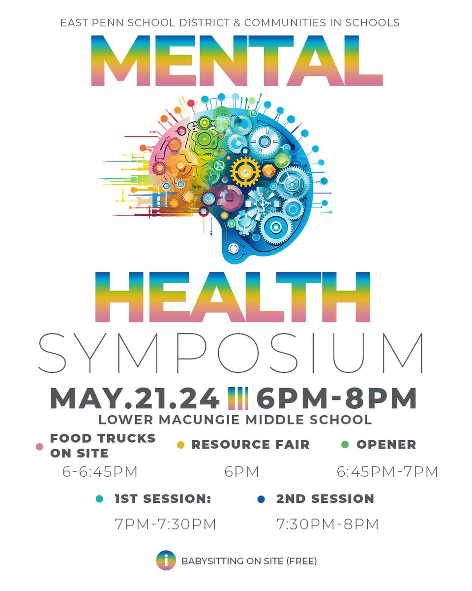 CISEasternPA's tweet photo. Join #CISEasternPA site professionals for an empowering evening at the @EastPennSD Mental Health Symposium 🧠 

Mark your calendars for May 21 as we delve into crucial topics: depression, anxiety, ADHD, &amp; the intersection of #MentalHealth &amp; social media. #AllInForKids https://t.co/3UdHHK5PHX