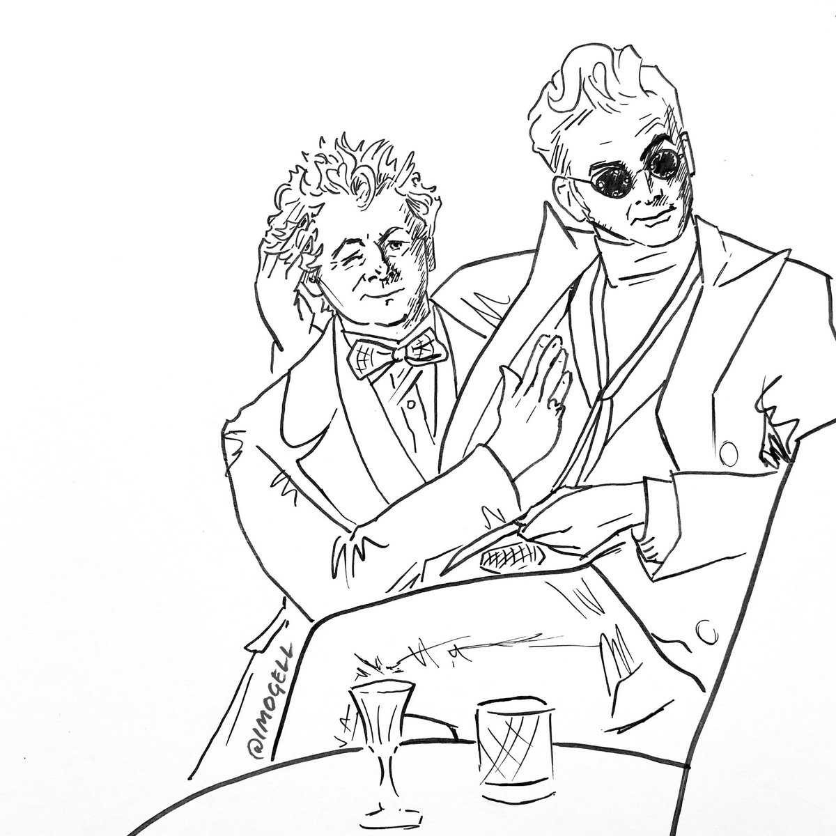 #ineffablemay2024 
Day 10 ✨ Pub

#goodomens #goodomensfanart