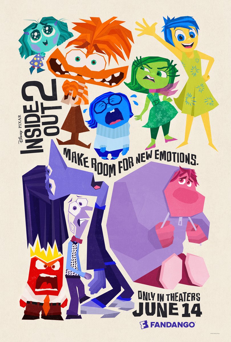 This one gives us all the feels! See a new Fandango poster for Pixar’s #InsideOut2 and get your tickets NOW. Only in theaters June 14. fandan.co/InsideOut2