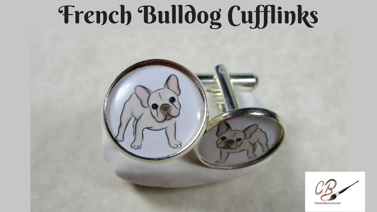 We've added a new color of French Bulldog!  These cufflinks ship from our Etsy shop the next business day.  We have more than 80 breeds and hundreds of exclusive designs. #FrenchBulldog #Jewelry paintedbycarol.etsy.com/listing/148506…