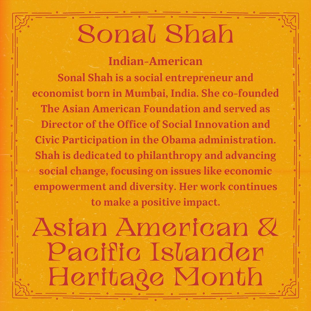 May 14 - Sonal Shah - Indian-American @SonalRShah
#asianamericanpacificislanderheritagemonth #aapiheritage #aapihistory #asianamerican #pacificislander #mpspride #okss @okcss #oklaed #sschat #edchat