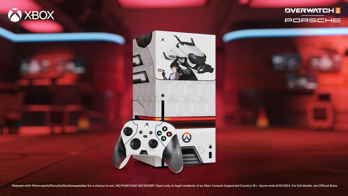 Is that an Xbox, a mech, or a @Porsche?!🎮🏎⚡️
 
Follow & RT with #Overwatch2PorscheXboxSweepstakes for a chance to win a custom @PlayOverwatch 2 | Porsche Xbox Series X console & controller combo!
 
Ages 18+. Ends 6/10/24. Rules: xbx.lv/3wCYHAv