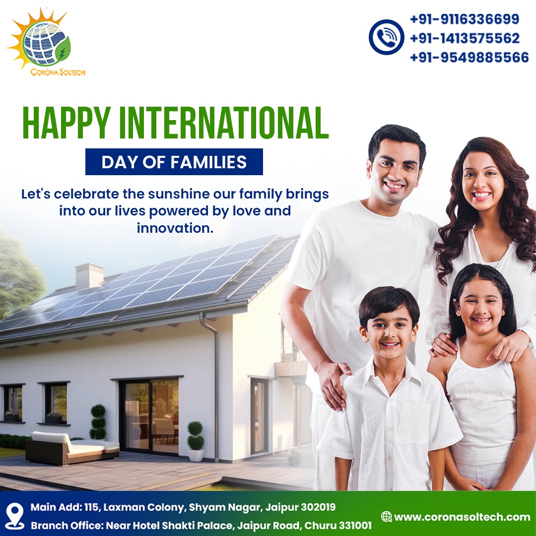 This #InternationalDayofFamilies, let's shine a light on the ones who matter most. ‍‍‍ We believe in creating a brighter future, not just for our families, but for generations to come. ☀️ #CoronaSoltech #SustainableLiving #FamilyTime #GoSolar #InternationalDayofFamilies