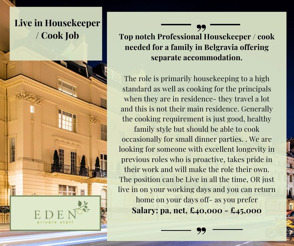 EdenPrivateStaf's tweet image. Live in Housekeeper / Cook Job

edenprivatestaff.com/job/live-in-ho…
#cookjob #findahousekeeper #housekeeping #housekeepingagency #nannyagency #housekeepingjobs #housekeeper
