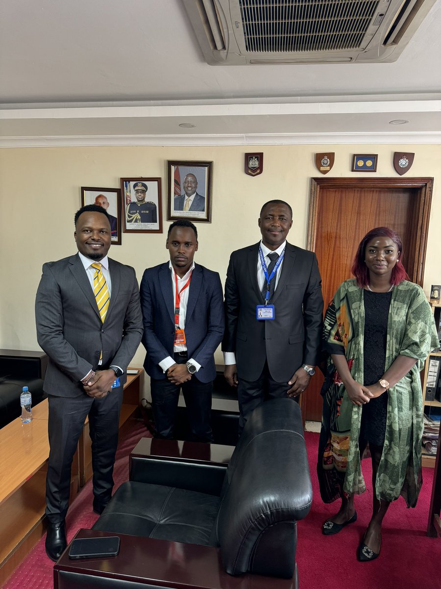 We paid Anti Terror Police unit (ATPU) Director Said Kiprotich (Middle)  a courtesy call at his Nairobi office earlier today. I was in the company of @kiboafrica Head of African sales Milton  Maingi (Far left) and @kai_and_karo head of Shipping Sharon Langat (Far right).