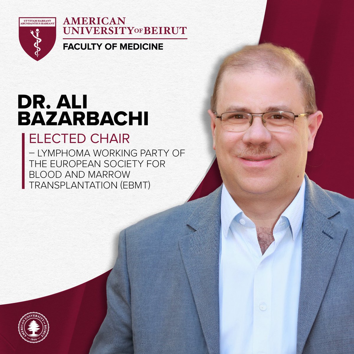 🌟Congratulations to Dr. Ali Bazarbachi on being elected Chair of the Lymphoma Working Party of the European Society for Blood and Marrow Transplantation (EBMT)! Learn more about his accomplishment: rb.gy/ubmml2