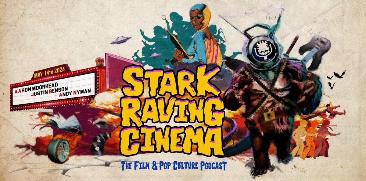 It's stark raving crazy! @FrightFest’s @paulmcevoy and filmmaker Jake West launch @RavingCinema, a big-name guest podcast. It's live now and how's this for a kick-off line-up? Ep 1 @JustinHBenson & @AaronMoorhead Ep 2 @andynyman Ep 3 @IssitaLopez Details: bit.ly/4akt2Bq