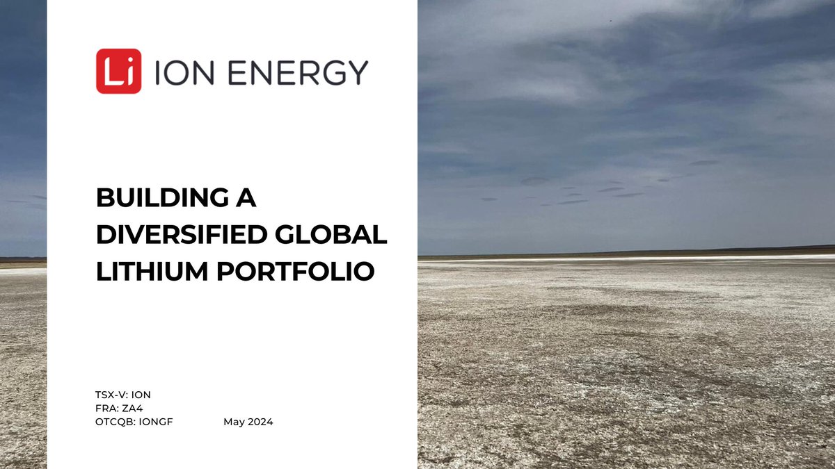 Wondering what $ION Energy is all about?

Here's our latest investor deck at ionenergy.ca/corporateprese…. Find out why we're positioned well to service the world’s📈demand for #Lithium, especially with the push for more regionalized supply chain strategies!

#BatteryMetals 🇨🇦🇲🇳