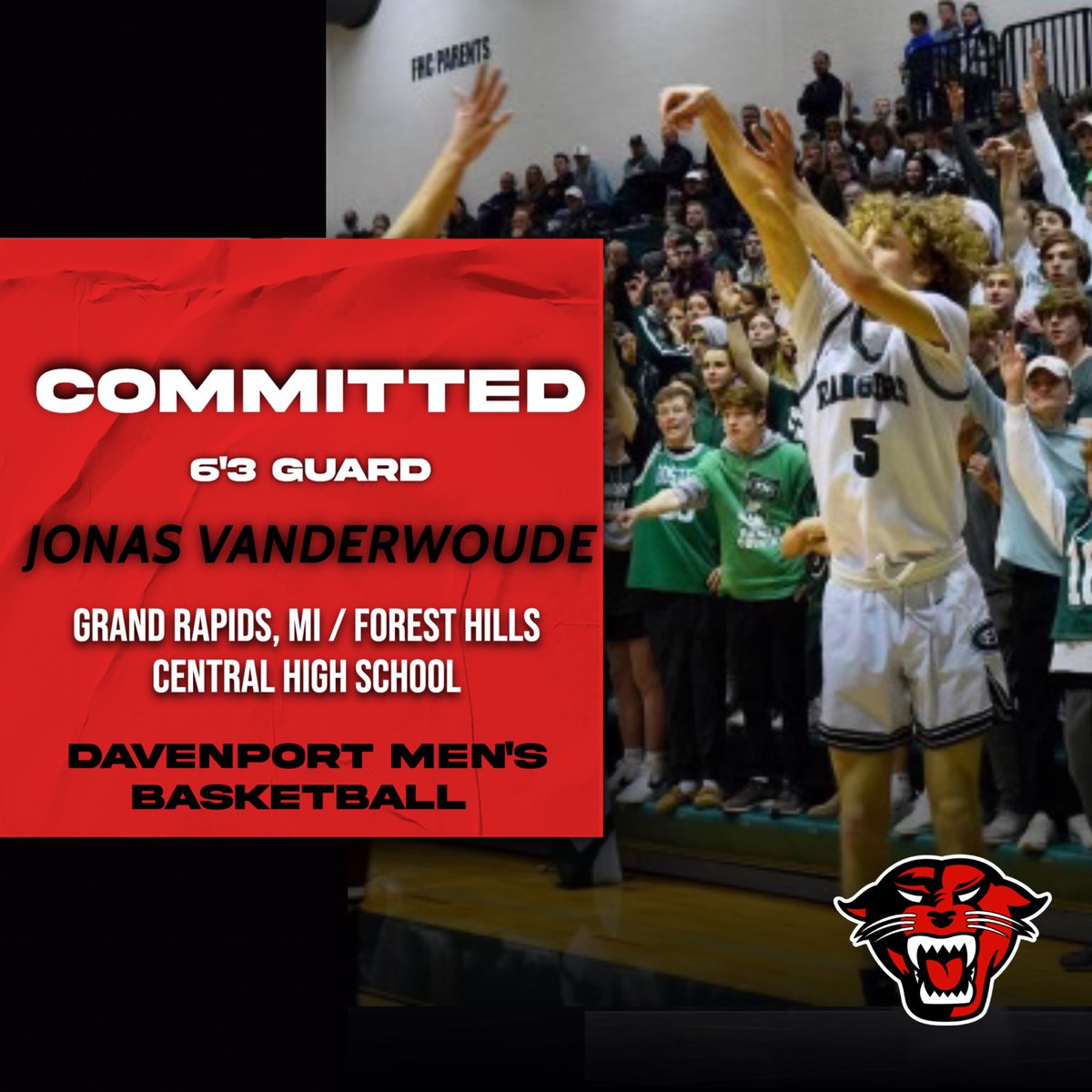 It is time to welcome the next addition to the Panther Family, Jonas VanderWoude! 🐾🏀