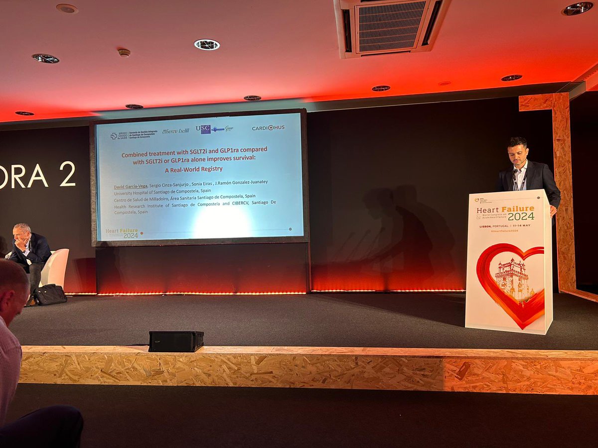 I am very glad to present our results in #HeartFailure2024 , moderated by Prof. S. Solomon and Prof. M. Senni; and now published in AJM: Combined SGLT2i and GLP1ra compared with monotherapy improves long-term survival: A Real-World Registry 
doi.org/10.1016/j.amjm…