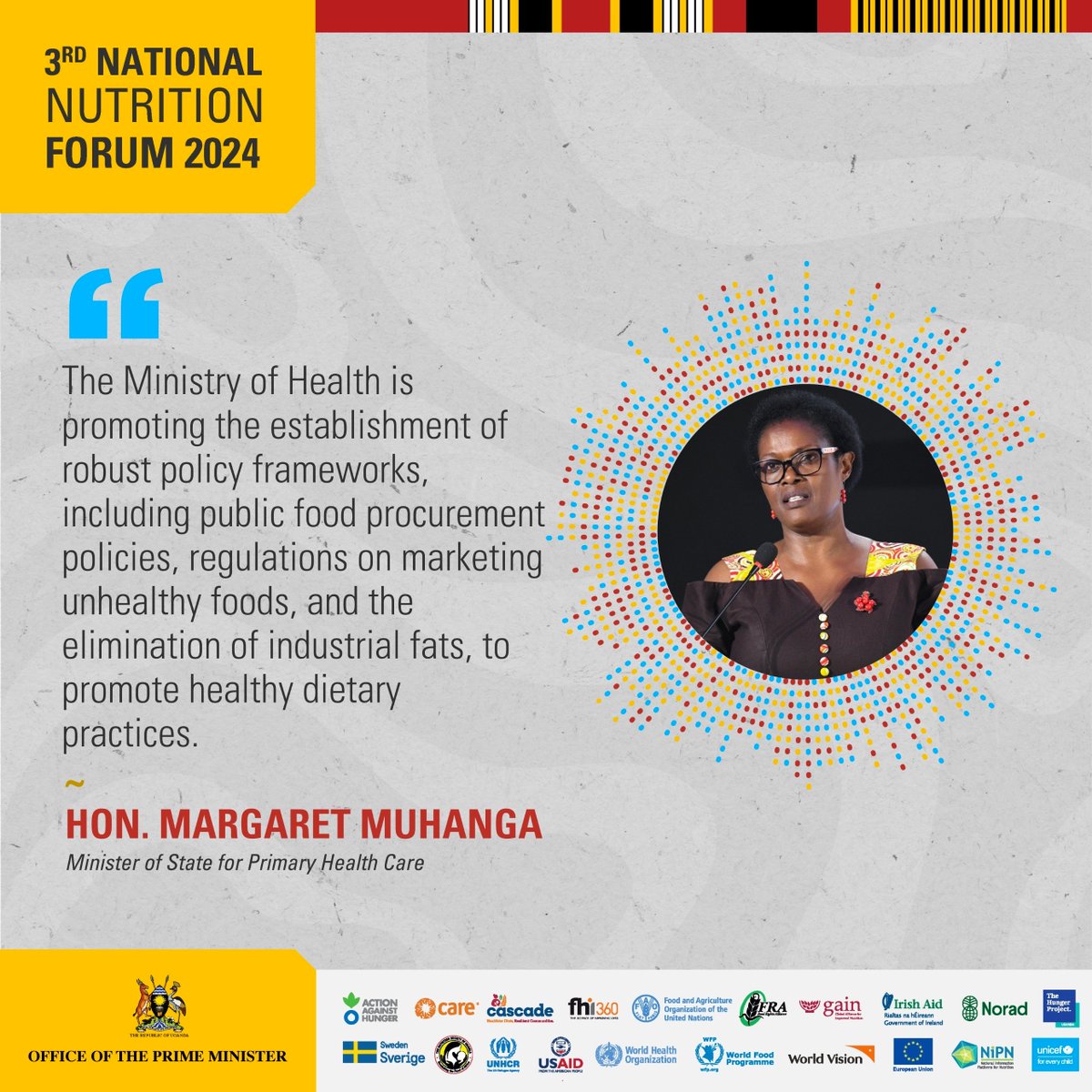 'The @MinofHealthUG is promoting establishment of policy frameworks to promote healthy dietary practices'-@MargaretMuhanga #NationalNutritionForum2024