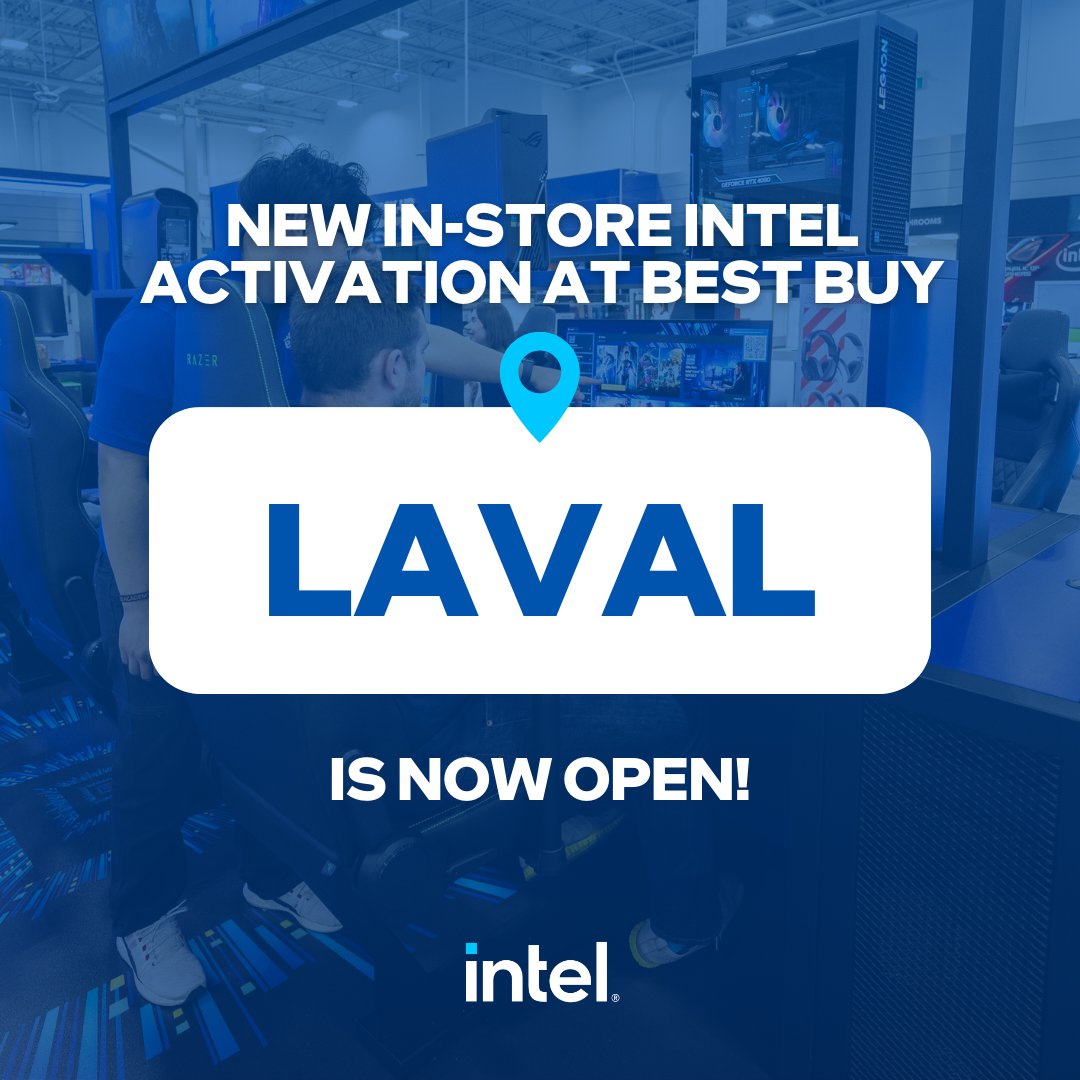 Quebec! Come through to @BestBuyCanada Laval today and explore Intel’s latest tech innovations in a sleek new retail space. 🤝 ✨