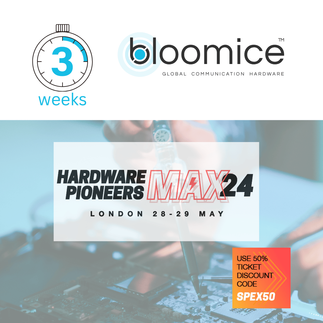 ⏰ 3 weeks to go! Don't miss Bloomice at Hardware Pioneers Max (#HWPmax24) in London.

Ready to explore innovative solutions? Visit us at booth G3 and see what we've been working on.

Dates: May 28-29, 2024
Location: London (booth G3).

Get 50% off your ticket: Use code SPEX50