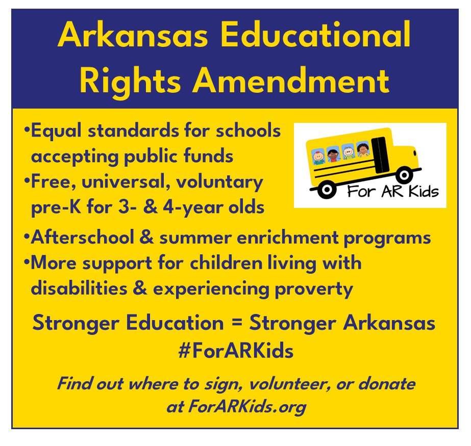 Do you believe higher standards & more resources for #Arkansas students will improve our state? Then we’ve got an amendment for you!

#AREducationalRightsAmendment = Stronger #Education = Stronger Arkansas.

Sign the #ForARKids petition. Follow/repost us on X
#arpx