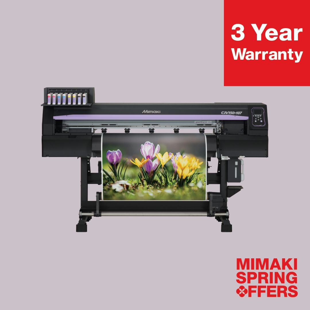 Start-up, grow & expand with Mimaki's CJV150 integrated vinyl printer/cutters. Available in a range of sizes, all currently supplied with a 3 year warranty the CJV150 Series offers fully-featured print and cut to suit your business needs. buff.ly/3wPfccu