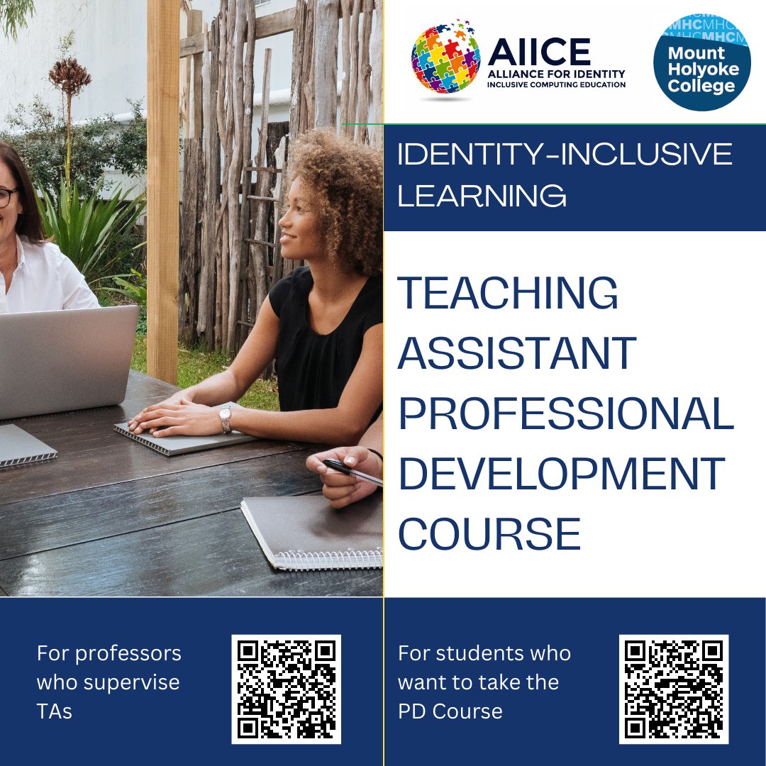 #AiiCE offers online Professional Development for Teaching Assistants. Our course aims to expose TAs to concepts that can help them create #inclusive and supportive learning spaces. To learn more, please visit duke.is/AiiCE-TA-PD.