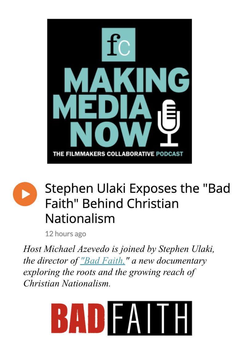 Thank you @AzevedoMraz86 and @FilmmakersColl for the recent conversation about BAD FAITH. Listen to the full piece here: fcmakingmedia.podbean.com/e/stephen-ulak…