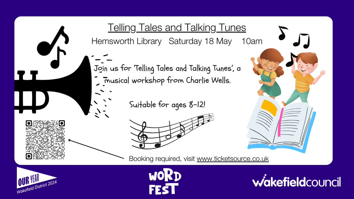 WFlibraries's tweet image. 📖🎹Join us at #HemsworthLibrary for a fun filled music themed interactive performance!

Booking required, visit ticketsource.co.uk/wakefield-libr…

#wordfest #makewordscount #ouryear2024 #festival

@HemsworthTC @wakeymumbler @creativewakefield @expwakefield @HemsworthMWCFC @OAHemsworth
