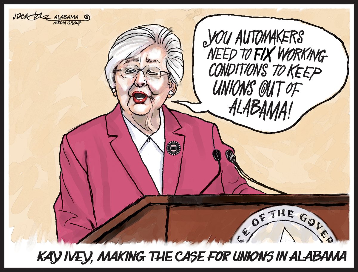 Kay Ivey is making the case for unions in Alabama. UAW should hire the governor to spread their message al.com/news/2024/05/k… #ALpolitics