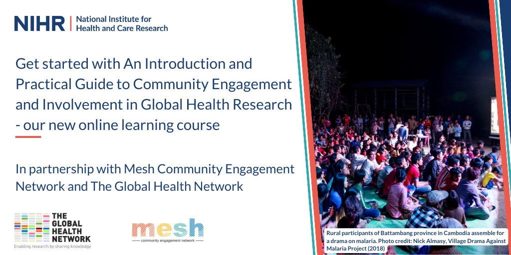 We are committed to engaging and involving communities from LMICs in designing and delivering Global Health Research. Learn to identify the importance of community engagement and involvement on our free online course, with Mesh, @info_TGHN: globalhealthtrainingcentre.tghn.org/introduction-a… #NIHRCEI