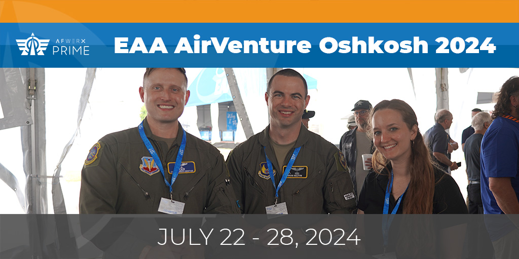 AFWERX's tweet photo. The EAA AirVenture Oshkosh 2024 event is Jul 22- 28 in WI! AFWERX Prime will be available to meet and will host Prime program partners, displaying eVTOL and autonomous aviation systems technology - booth #439.
Learn more: https://t.co/pdamQnLCx7
#AFWERX #AgilityPrime #OSH24 https://t.co/Cxwan2gCiS