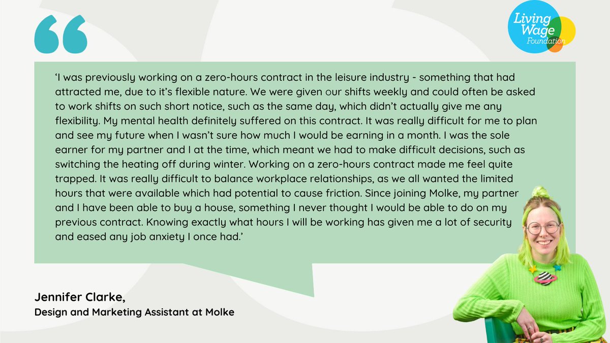 Jennifer Clarke, Design and Marketing Assistant at Molke, discusses her experience working on a zero hour contract and the impact this had on her life. Jen now works at @Molke_uk, a Living Wage and Living Hours employer. #ZeroHourContract #LivingHours #LivingWage
