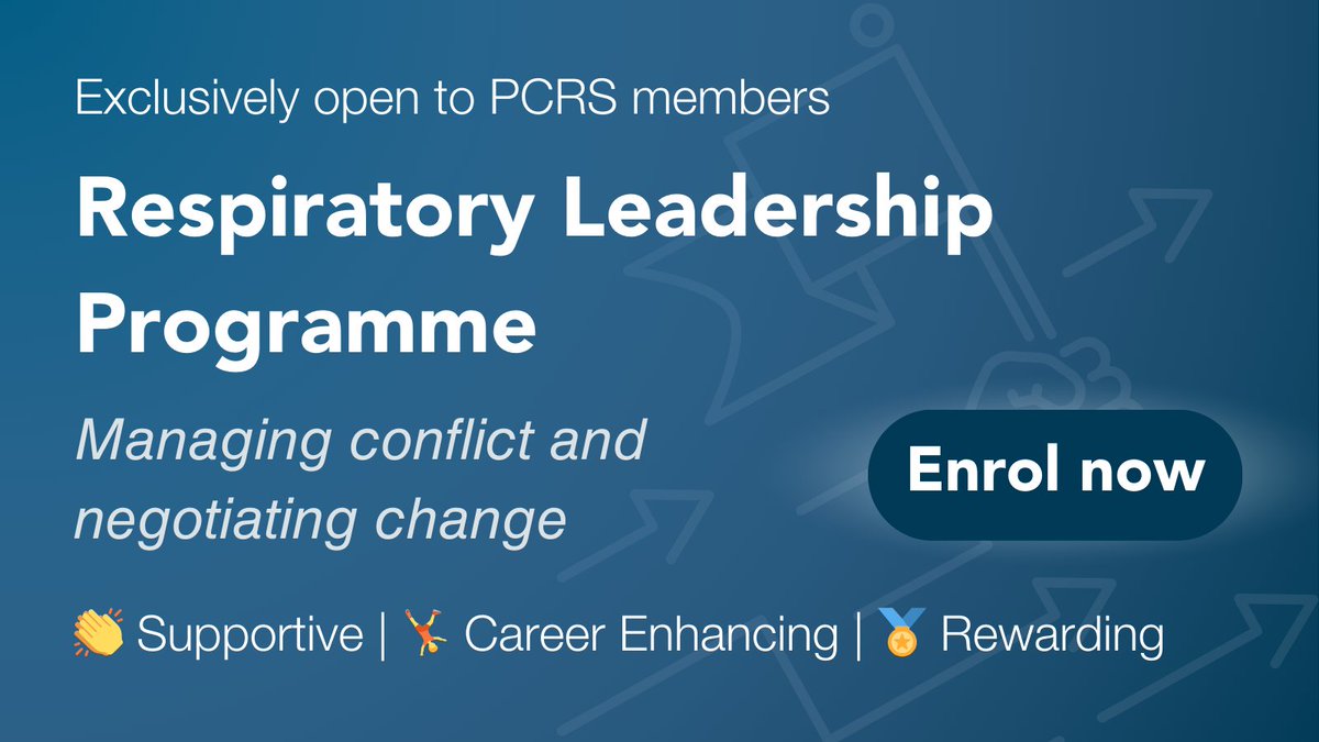 This year's PCRS Respiratory Leadership Programme will focus on managing conflict and negotiating change, featuring two in-person meetings alongside a range of on demand learning. Spaces are filling up fast on this member-exclusive course - enrol today! ow.ly/pjcu50RE95s