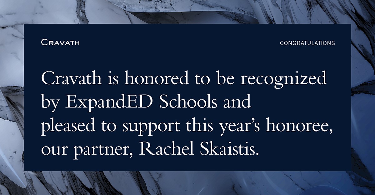 expand_school's tweet image. 🎉 We thank @Cravath, Swaine, and Moore LLP an esteemed #SystemsBuilder supporter, and our honoree, Rachel Skaistis, for their unwavering commitment to expanding #afterschool opportunities across NYC. 📓