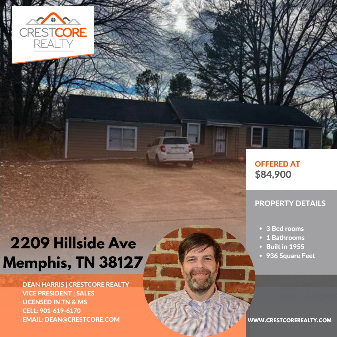 Fantastic investment opportunity in the Shelby area. This 3br/1 bath single-family home is in the 38127 area.

#realestate #realestateinvestment #Justlisted #sold #broker #mortgage #homesforsale #ilovememphis #memphistennessee #Memphis
