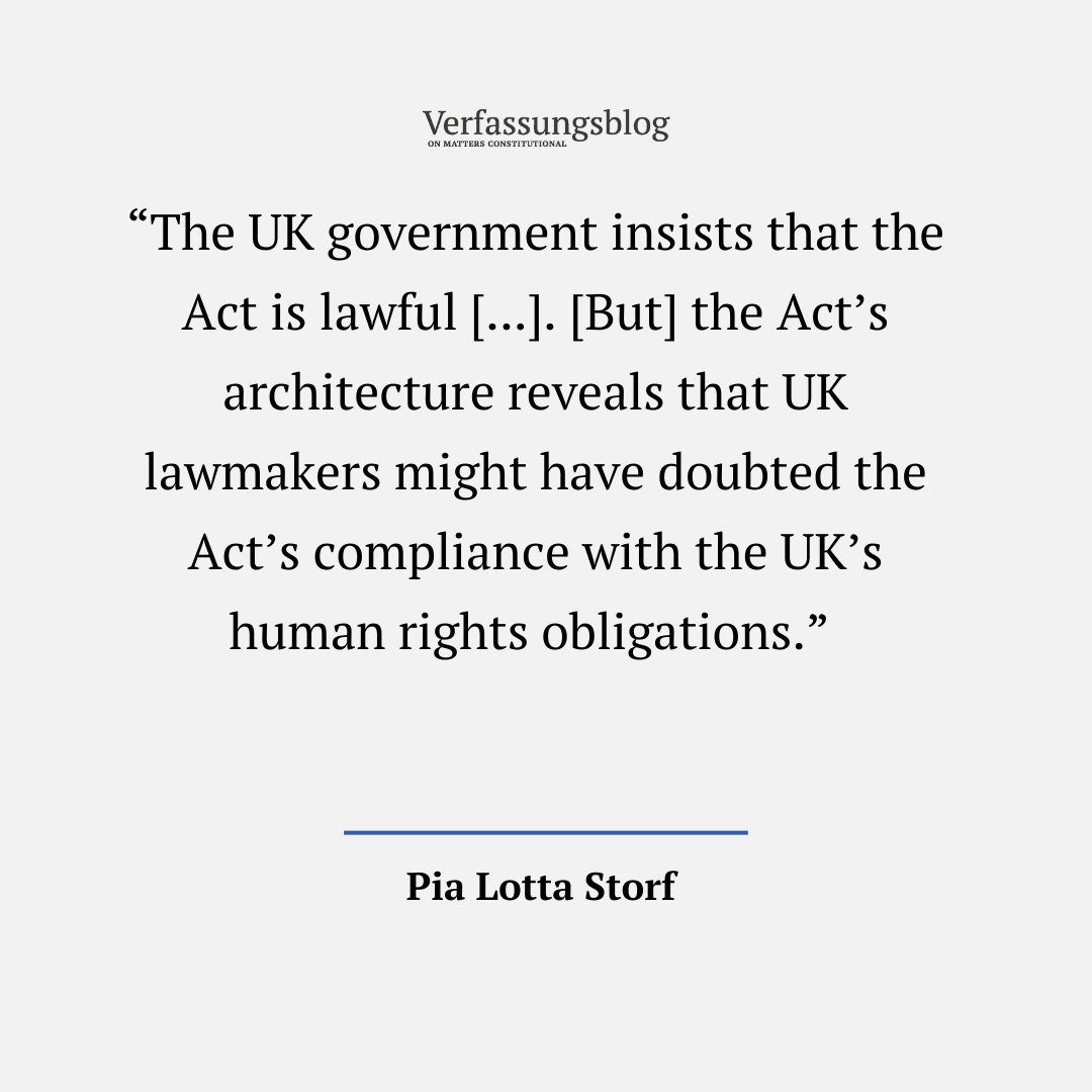 Last month, the UK’s Safety of Rwanda Act went into effect, declaring Rwanda a safe country and foreclosing the courts’ ability to hear challenges to this determination. PIA LOTTA STORF on how the Act bends reality, human rights and the rule of law. verfassungsblog.de/bend-it-like-b…