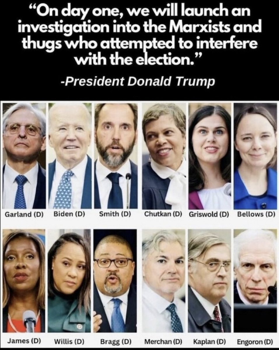 Start with Alvin Bragg, Judge Merchan, Letitia James, Judge Engoron and Judge Kaplan. 

These Judges need to have their ridiculous rulings, judgements  and gag orders investigated. 

Who hopes the words of President a trump come true one day soon? 🙋‍♂️👇